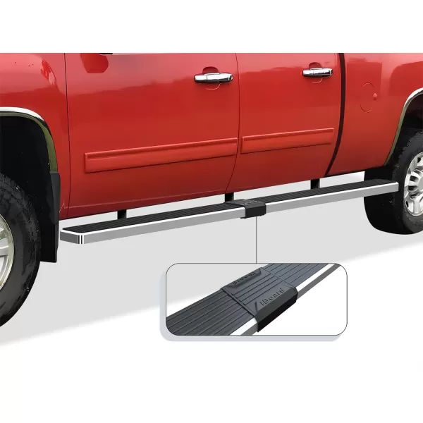 APS Wheel to Wheel Running Boards 6in Compatible with Chevy Silverado GMC Sierra 1500 2001-2013 Crew Cab 6.5ft Bed &amp; 2500 3500 2001-2014 Stainless Steel 