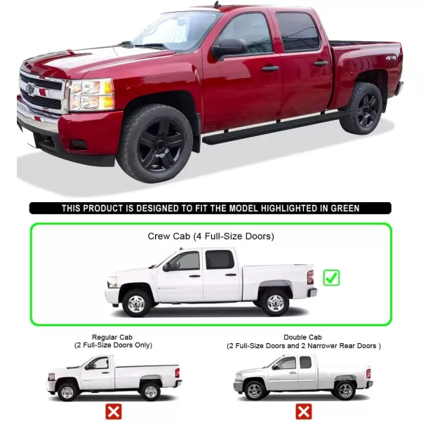 APS Wheel to Wheel Running Boards 6in Compatible with Chevy Silverado GMC Sierra 1500 2001-2013 Crew Cab 6.5ft Bed &amp; 2500 3500 2001-2014 Stainless Steel 