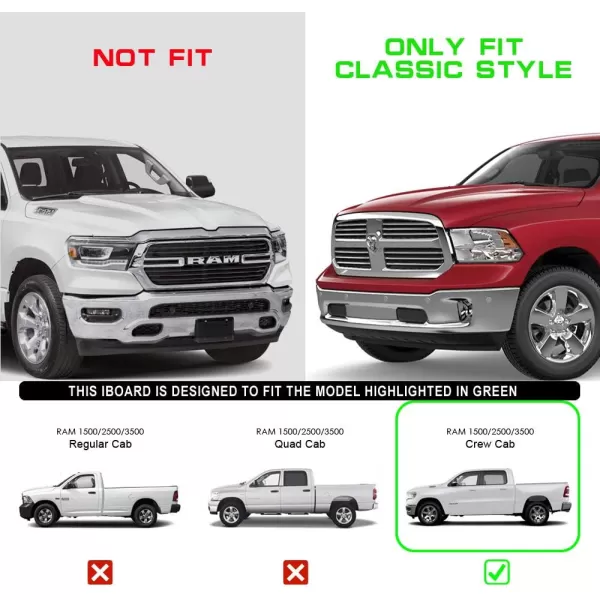 APS 6-inch Stainless Steel  Running Boards Side Bars Side Steps Compatible with Ram 1500 2009-2018 Crew Cab &amp; Ram 2500 3500 2010-2024
