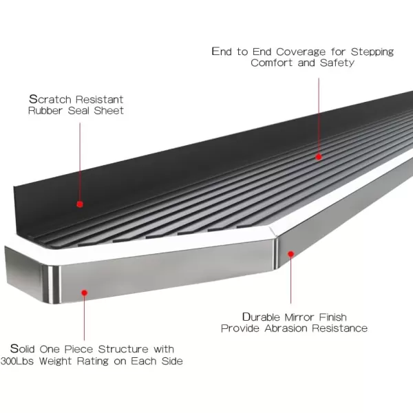 APS 6-inch Stainless Steel  Running Boards Side Bars Side Steps Compatible with Ram 1500 2009-2018 Crew Cab &amp; Ram 2500 3500 2010-2024