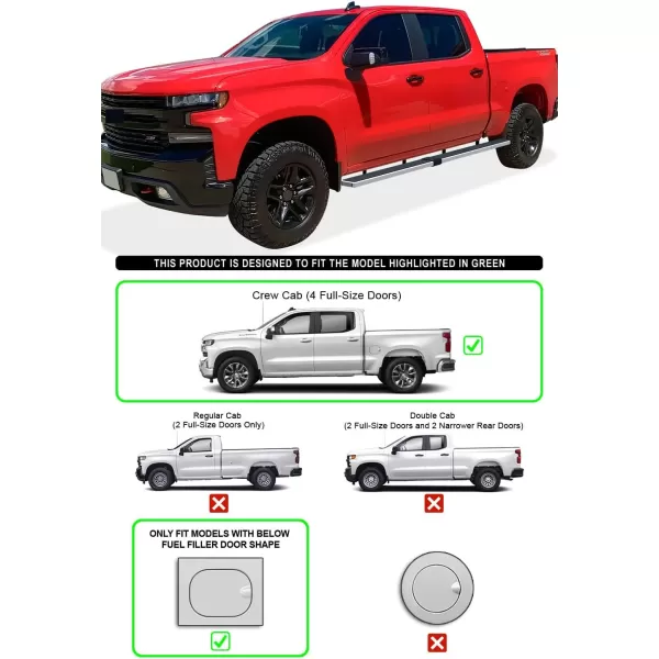 APS 6in Stainless Steel  Bars Compatible with Chevy Silverado GMC Sierra 1500 2019-2024 Crew Cab &amp; 2500 HD 3500 HD 2020-2024 