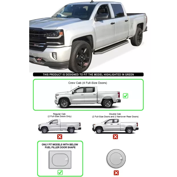 APS 6in Stainless Steel  Bars Compatible with Chevy Silverado GMC Sierra 1500 2019-2024 Crew Cab &amp; 2500 HD 3500 HD 2020-2024 