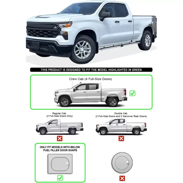 APS 6in Stainless Steel  Bars Compatible with Chevy Silverado GMC Sierra 1500 2019-2024 Crew Cab &amp; 2500 HD 3500 HD 2020-2024 