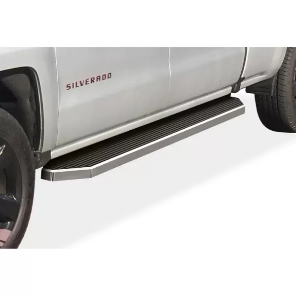 APS iBoard Third Generation Polished Flat Style Running Boards Side Step for Selected Chevy Silverado GMC Sierra Crew Cab