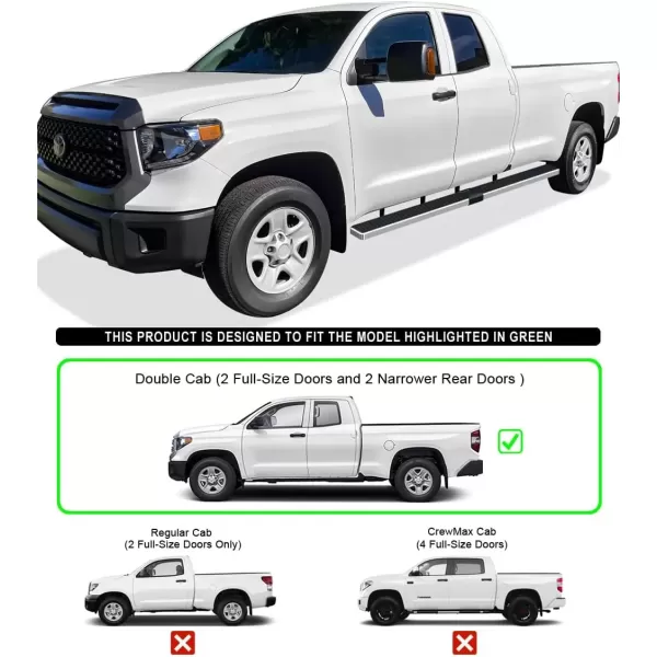 imageAPS 5in WheeltoWheel Stainless Steel Side Steps Compatible with Toyota Tundra Double Cab 65ft Bed 0721