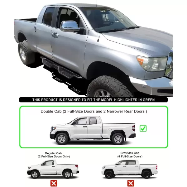 imageAPS Black 6 Inches Tubular Drop Down Style Side Bars Running Boards Compatible with Toyota Tundra 20072021 Double CabBlack