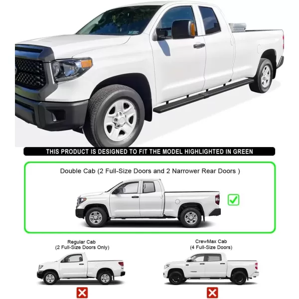imageAPS Running Boards Nerf Bars Side Steps Step Bars Compatible with Toyota Tundra 20072021 Double Cab 304 Stainless Steel Polished Silver 5 inchesAluminum Black