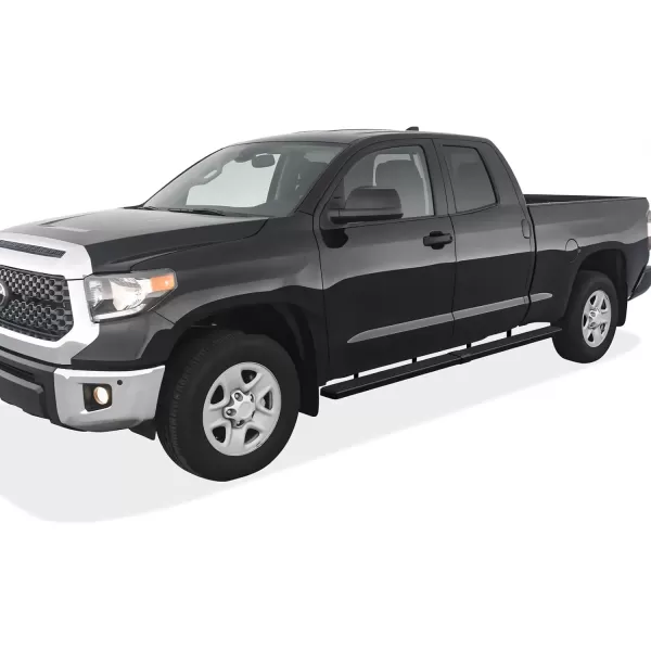 imageAPS Running Boards Nerf Bars Side Steps Step Bars Compatible with Toyota Tundra 20072021 Double Cab 304 Stainless Steel Polished Silver 5 inchesAluminum Black