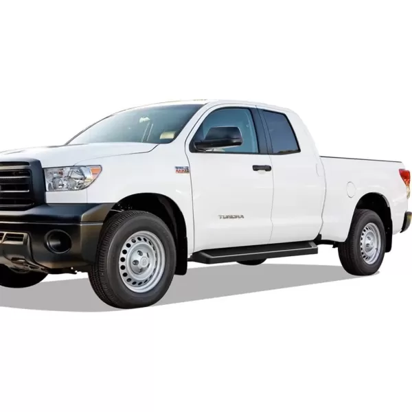 imageAPS Running Boards Nerf Bars Side Steps Step Bars Compatible with Toyota Tundra 20072021 Double Cab 304 Stainless Steel Polished Silver 5 inchesAluminum Black