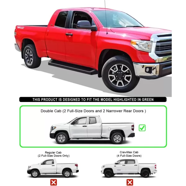 imageAPS Running Boards Nerf Bars Side Steps Step Bars Compatible with Toyota Tundra 20072021 Double Cab 304 Stainless Steel Polished Silver 5 inchesAluminum Black