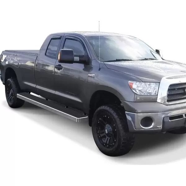 imageAPS Running Boards Nerf Bars Side Steps Step Bars Compatible with Toyota Tundra 20072021 Double Cab 304 Stainless Steel Polished Silver 5 inchesAluminum Silver