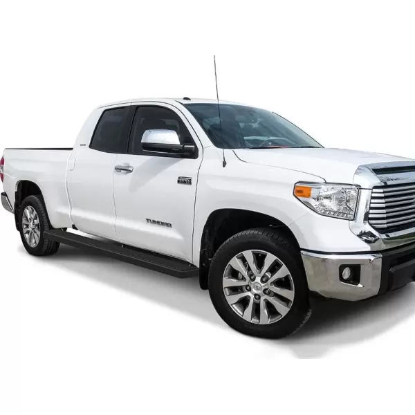 imageAPS Running Boards Nerf Bars Side Steps Step Bars Compatible with Toyota Tundra 20072021 Double Cab 304 Stainless Steel Polished Silver 5 inchesAluminum Black