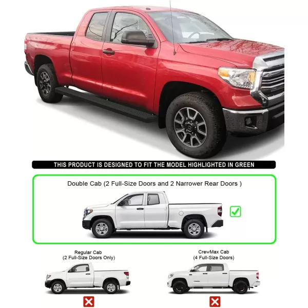 imageAPS Running Boards Nerf Bars Side Steps Step Bars Compatible with Toyota Tundra 20072021 Double Cab 304 Stainless Steel Polished Silver 5 inchesAluminum Black