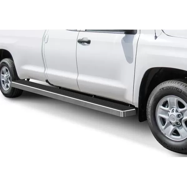 imageAPS Running Boards Nerf Bars Side Steps Step Bars Compatible with Toyota Tundra 20072021 Double Cab 304 Stainless Steel Polished Silver 5 inchesAluminum Silver