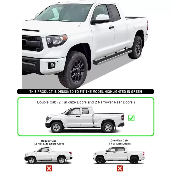 imageAPS Running Boards Nerf Bars Side Steps Step Bars Compatible with Toyota Tundra 20072021 Double Cab 304 Stainless Steel Polished Silver 5 inchesStainless Steel Polished