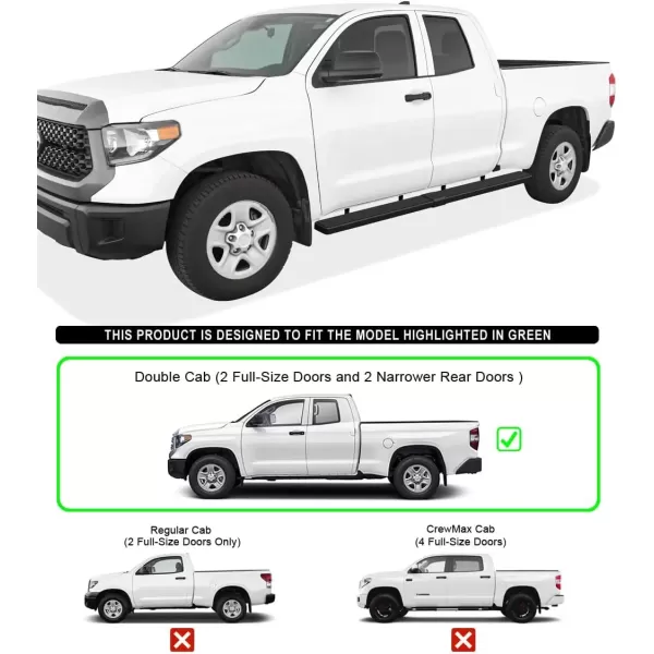 imageAPS Running Boards Nerf Bars Side Steps Step Bars Compatible with Toyota Tundra 20072021 Double Cab 304 Stainless Steel Polished Silver 5 inchesStainless Steel Black
