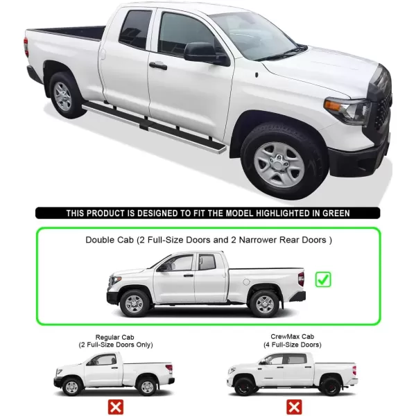imageAPS Running Boards Nerf Bars Side Steps Step Bars Compatible with Toyota Tundra 20072021 Double Cab 304 Stainless Steel Polished Silver 5 inchesStainless Steel Polished