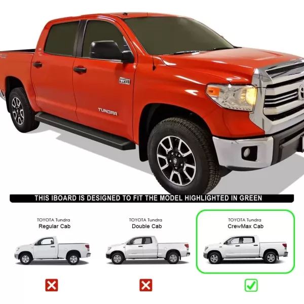 imageAPS iBoard Third Generation Polished Flat Style Running Boards Side Step for Selected Toyota Tundra Double CabBlack