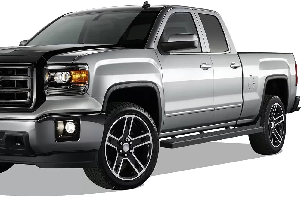 imageAPS 5in WheeltoWheel Black Bars Compatible with Silverado Sierra Double Cab 55ft Bed 0718