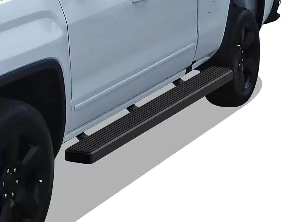 imageAPS 5in WheeltoWheel Black Bars Compatible with Silverado Sierra Double Cab 55ft Bed 0718