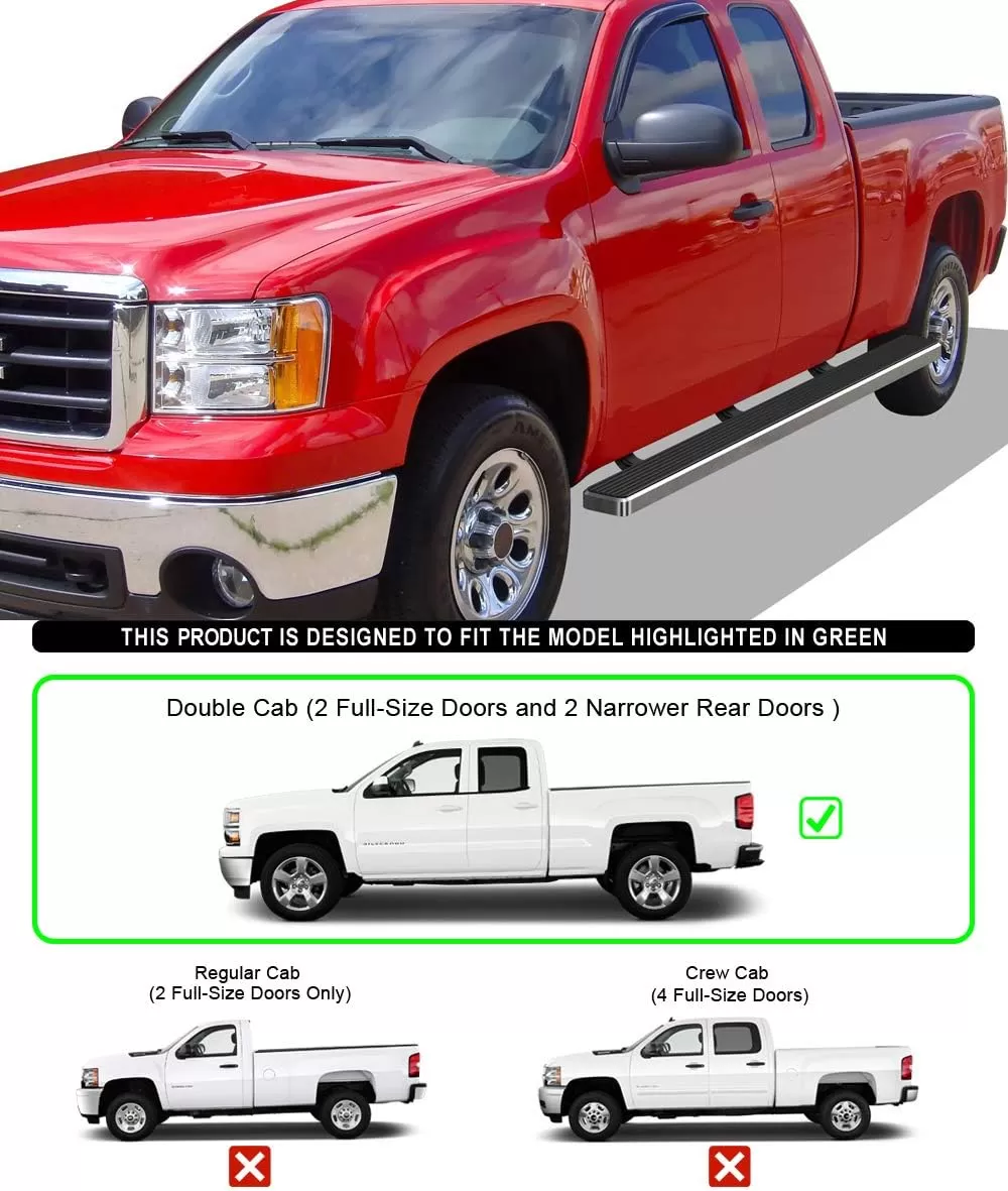 imageAPS 5in WheeltoWheel Nerf Bars Compatible with Silverado Sierra Double Cab 55ft Bed 0718