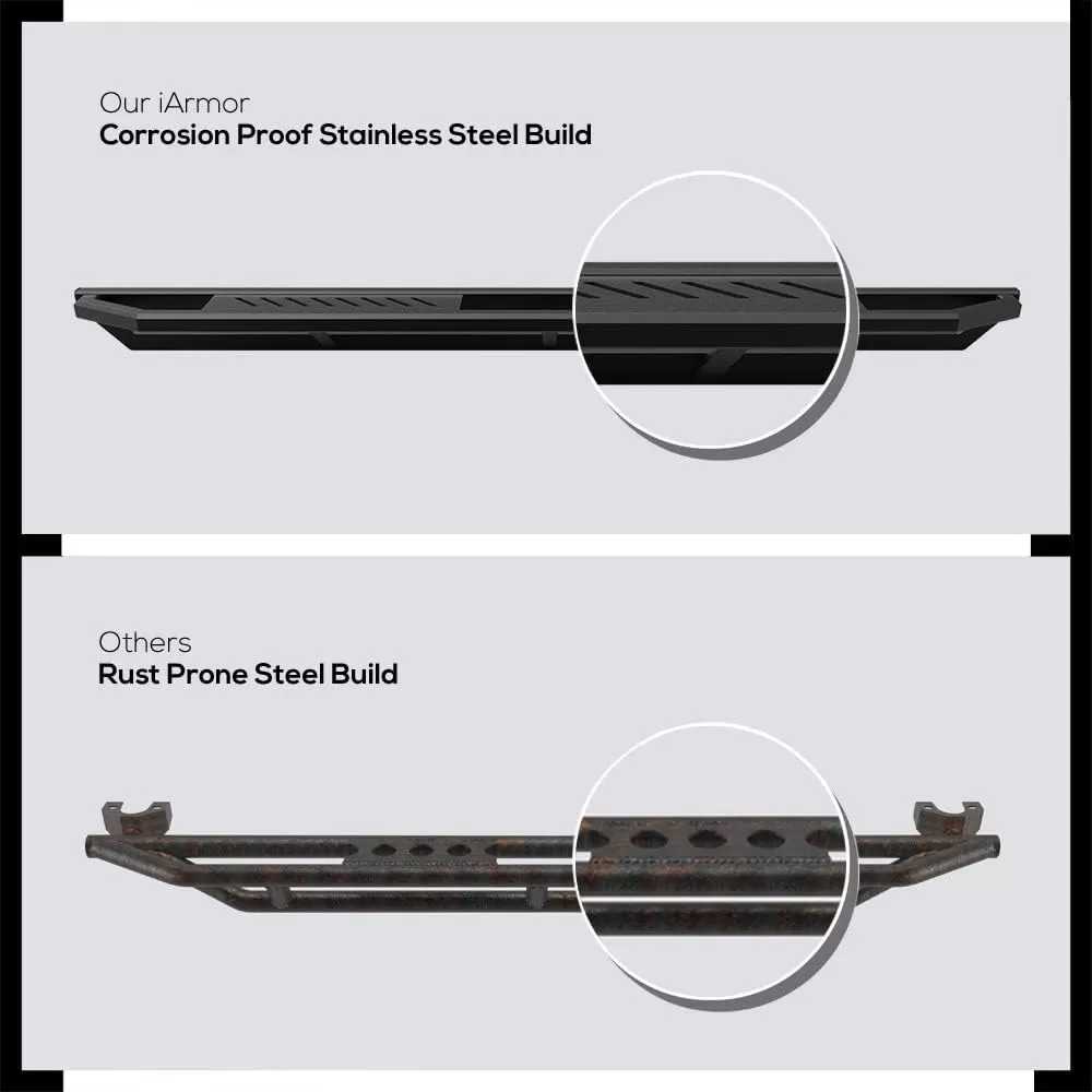 imageAPS 65in Side Armor Stainless Steel Running Boards Compatible with Chevy Silverado GMC Sierra 20072018 Double Cab Extended Cab ampamp 2500 HD 2019 Exclude 07 ClassicInclude 19 1500 LD Nerf Bar Step