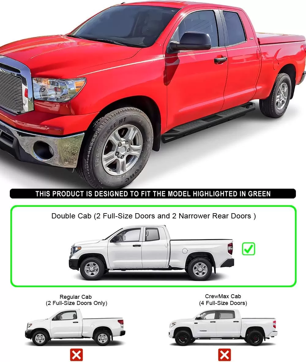 imageAPS 65in Side Armor Stainless Steel Running Boards Compatible with Toyota Tundra 20072021 Double Cab Nerf Bars Side Steps Side Bars