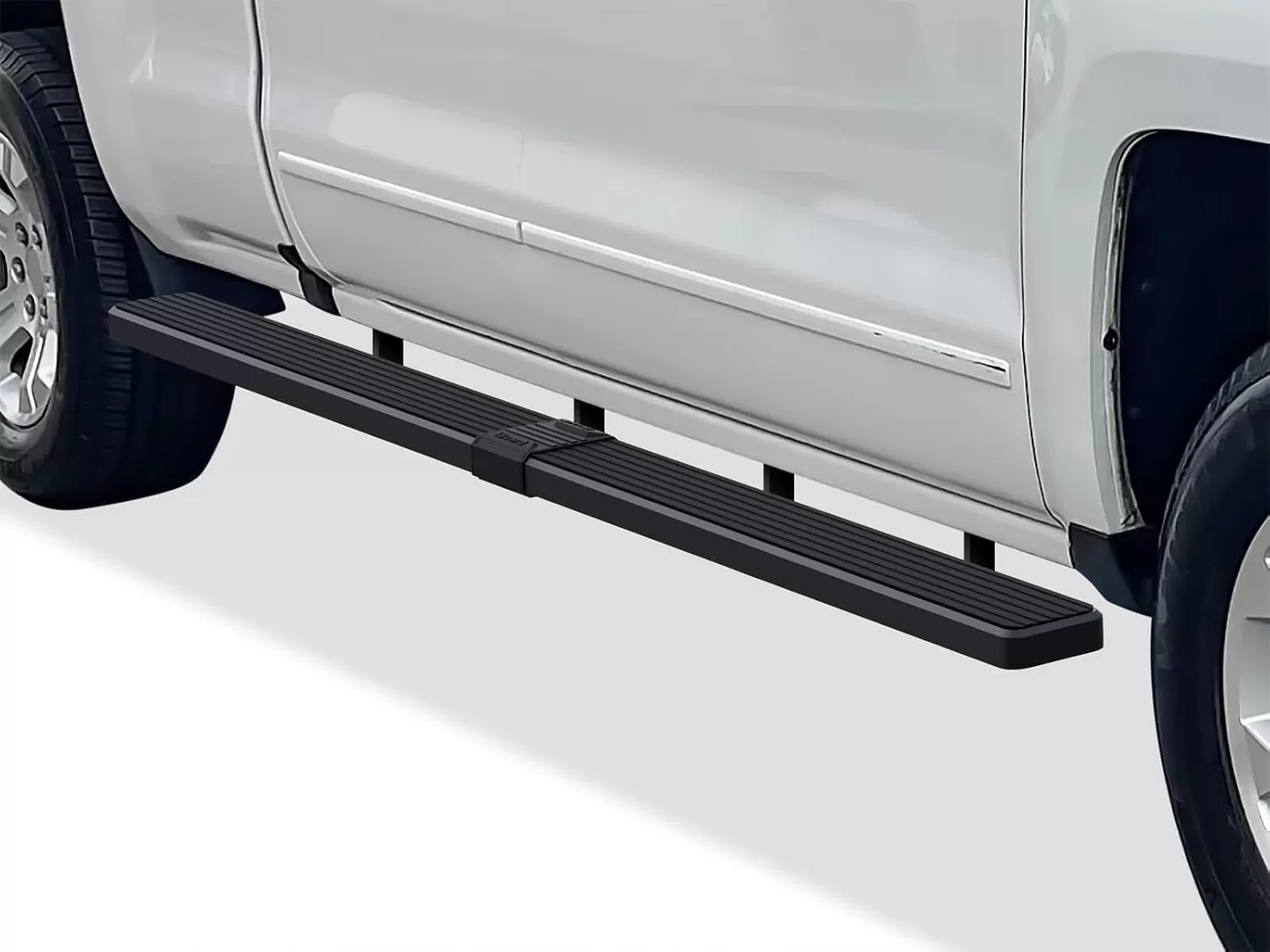 imageAPS Black 5in Wheel to Wheel Running Boards Nerf Bars Steps Compatible with Chevy Silverado GMC Sierra 20072018 Double Cab Extended Cab 55ft Short Bed ampamp 2500 2019 Exclude 07 ClassicAluminum Black