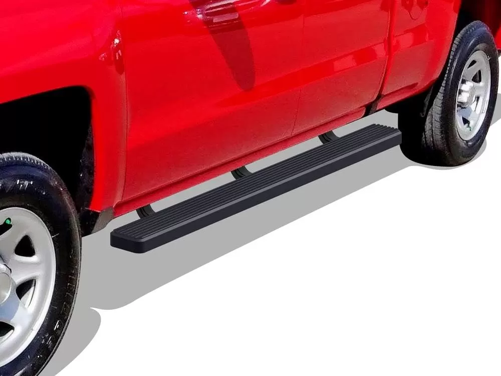 imageAPS Black 5in Wheel to Wheel Running Boards Nerf Bars Steps Compatible with Chevy Silverado GMC Sierra 20072018 Double Cab Extended Cab 55ft Short Bed ampamp 2500 2019 Exclude 07 ClassicAluminum Black