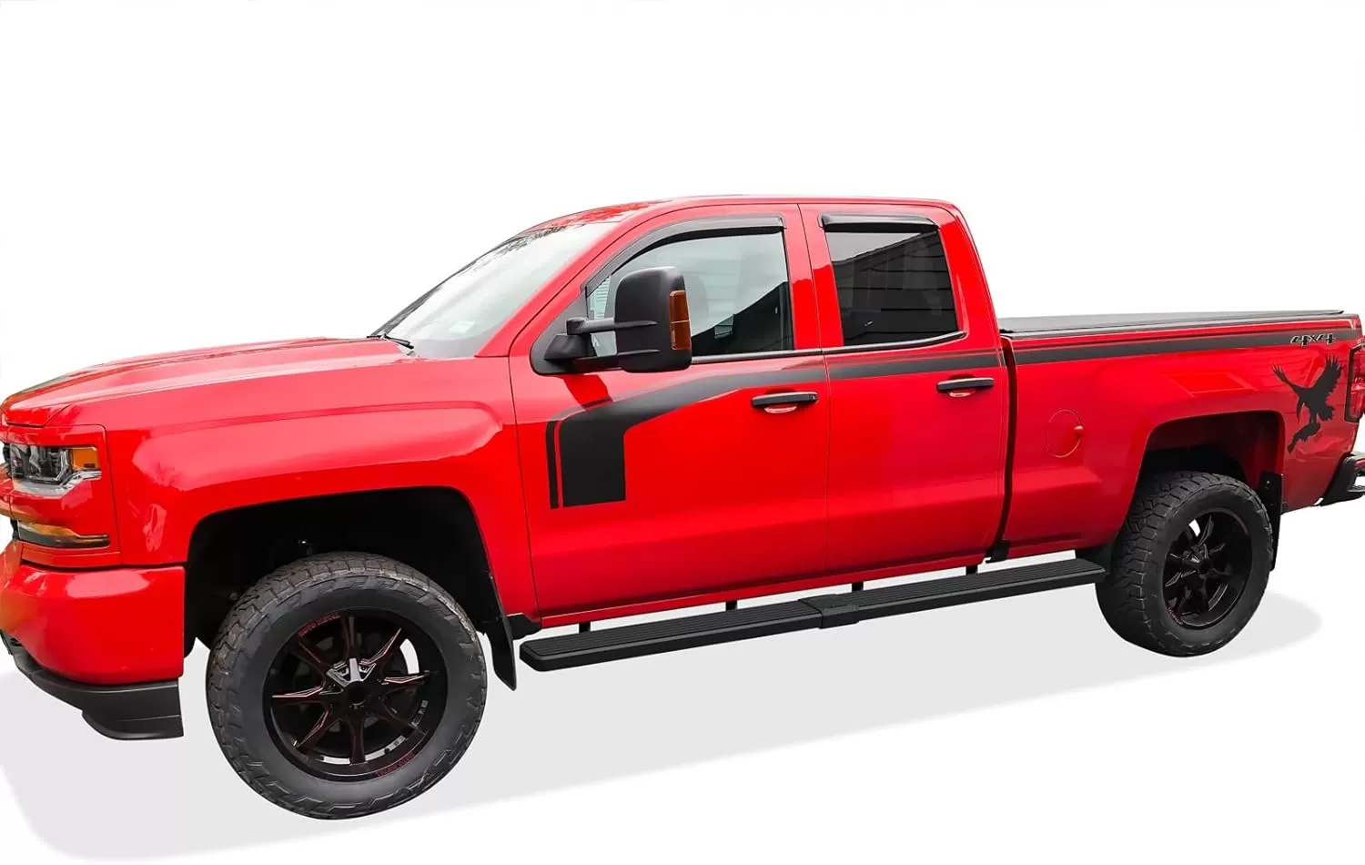 imageAPS Black 5in Wheel to Wheel Running Boards Nerf Bars Steps Compatible with Chevy Silverado GMC Sierra 20072018 Double Cab Extended Cab 55ft Short Bed ampamp 2500 2019 Exclude 07 ClassicAluminum Black