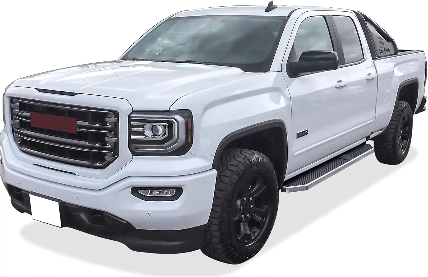 imageAPS Black 5in Wheel to Wheel Running Boards Nerf Bars Steps Compatible with Chevy Silverado GMC Sierra 20072018 Double Cab Extended Cab 55ft Short Bed ampamp 2500 2019 Exclude 07 ClassicPolished