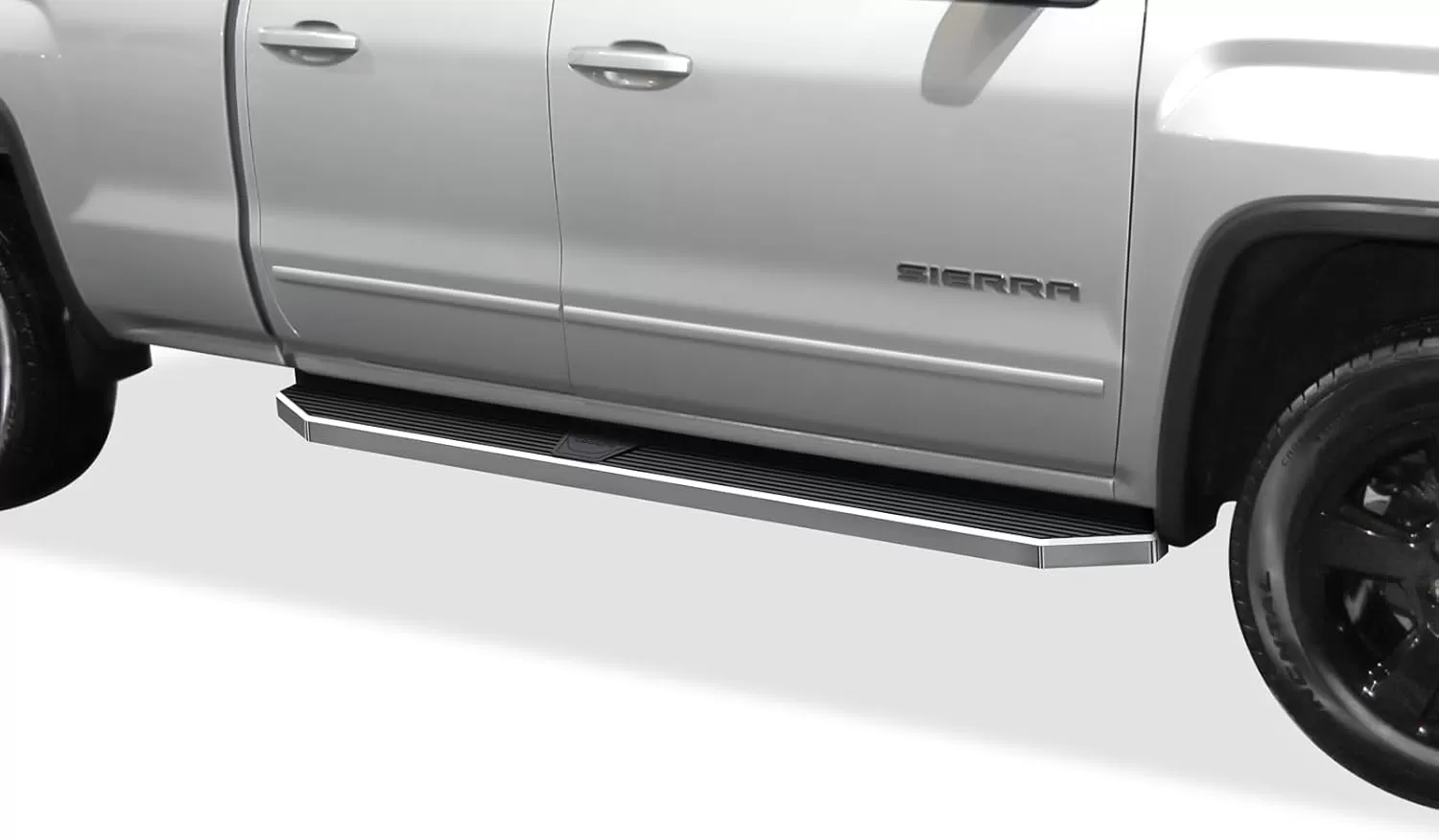 imageAPS Black 5in Wheel to Wheel Running Boards Nerf Bars Steps Compatible with Chevy Silverado GMC Sierra 20072018 Double Cab Extended Cab 55ft Short Bed ampamp 2500 2019 Exclude 07 ClassicPolished