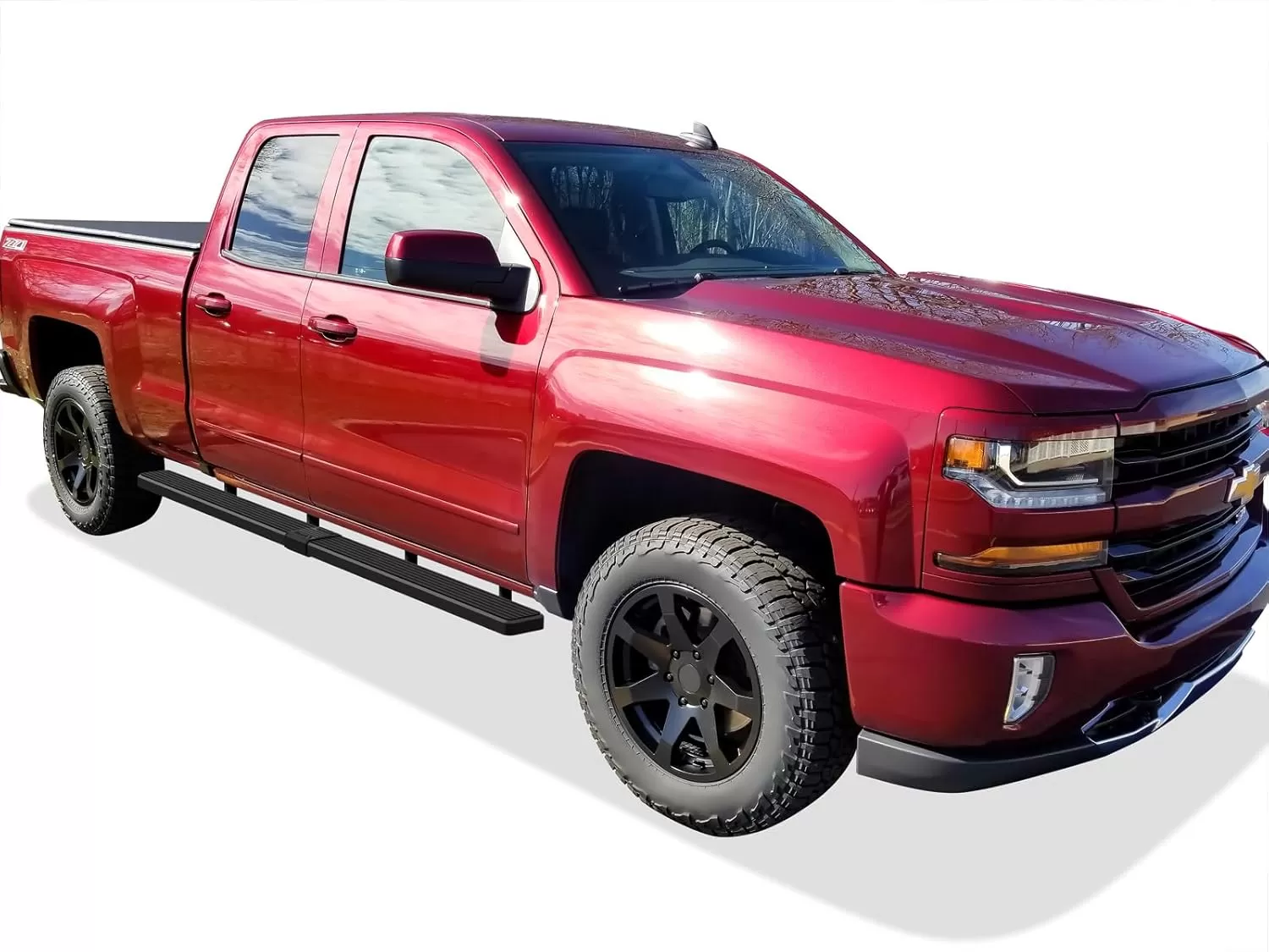 imageAPS Black 5in Wheel to Wheel Running Boards Nerf Bars Steps Compatible with Chevy Silverado GMC Sierra 20072018 Double Cab Extended Cab 55ft Short Bed ampamp 2500 2019 Exclude 07 ClassicAluminum Black