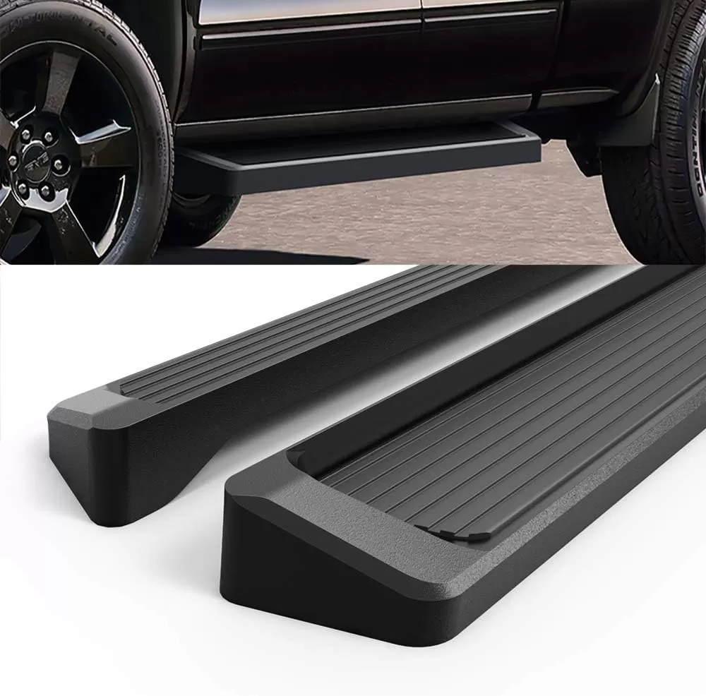 imageAPS Black 5in Wheel to Wheel Running Boards Nerf Bars Steps Compatible with Chevy Silverado GMC Sierra 20072018 Double Cab Extended Cab 55ft Short Bed ampamp 2500 2019 Exclude 07 ClassicAluminum Black