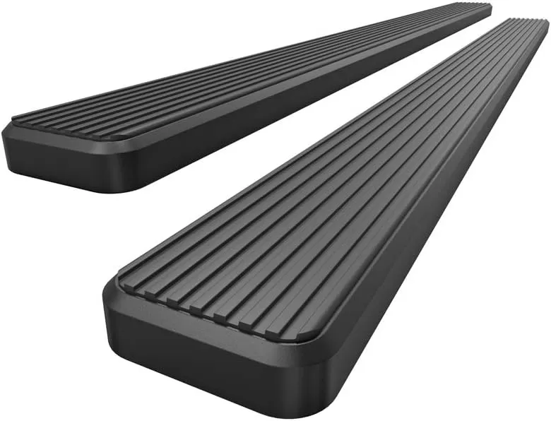 imageAPS Black 5in Wheel to Wheel Running Boards Nerf Bars Steps Compatible with Chevy Silverado GMC Sierra 20072018 Double Cab Extended Cab 55ft Short Bed ampamp 2500 2019 Exclude 07 ClassicAluminum Black