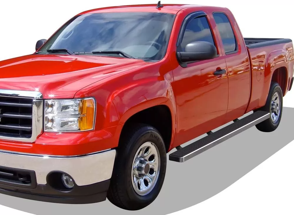 imageAPS Black 5in Wheel to Wheel Running Boards Nerf Bars Steps Compatible with Chevy Silverado GMC Sierra 20072018 Double Cab Extended Cab 55ft Short Bed ampamp 2500 2019 Exclude 07 ClassicAluminum Silver