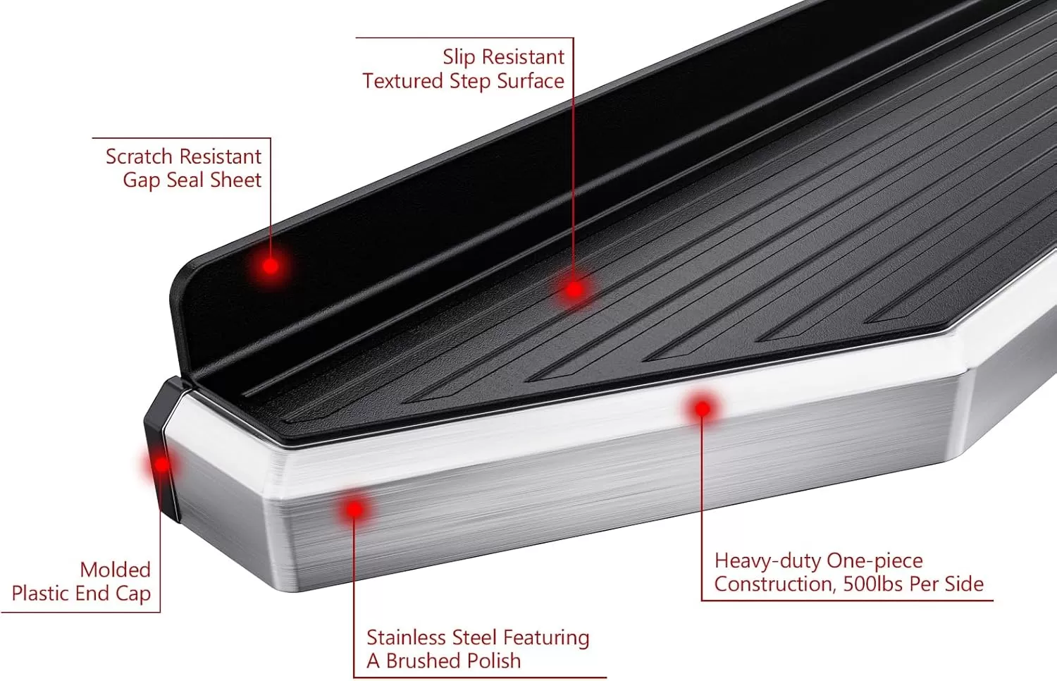 imageAPS Black 5in Wheel to Wheel Running Boards Nerf Bars Steps Compatible with Chevy Silverado GMC Sierra 20072018 Double Cab Extended Cab 55ft Short Bed ampamp 2500 2019 Exclude 07 ClassicPolished