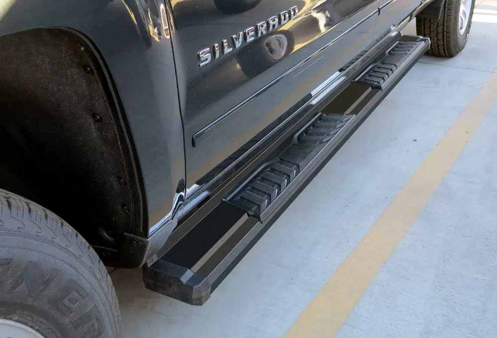imageAPS Black OE Style Nerf Bars Running Boards Compatible with Chevy Silverado GMC Sierra 20072018 Double Extended Cab ampamp 2500 3500 2019 Exclude 07 Classic