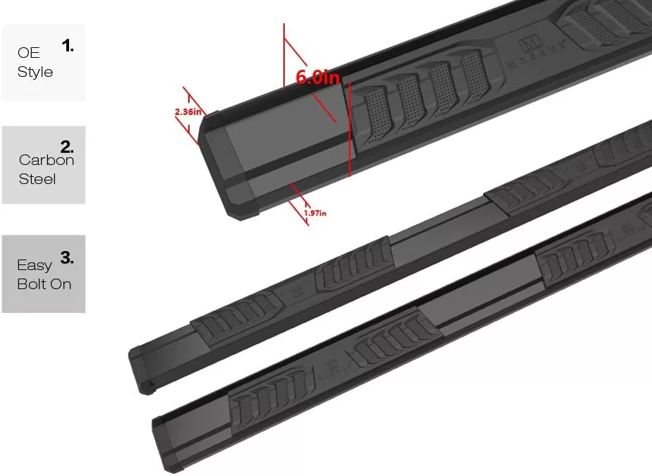 imageAPS Black OE Style Nerf Bars Running Boards Compatible with Chevy Silverado GMC Sierra 20072018 Double Extended Cab ampamp 2500 3500 2019 Exclude 07 Classic