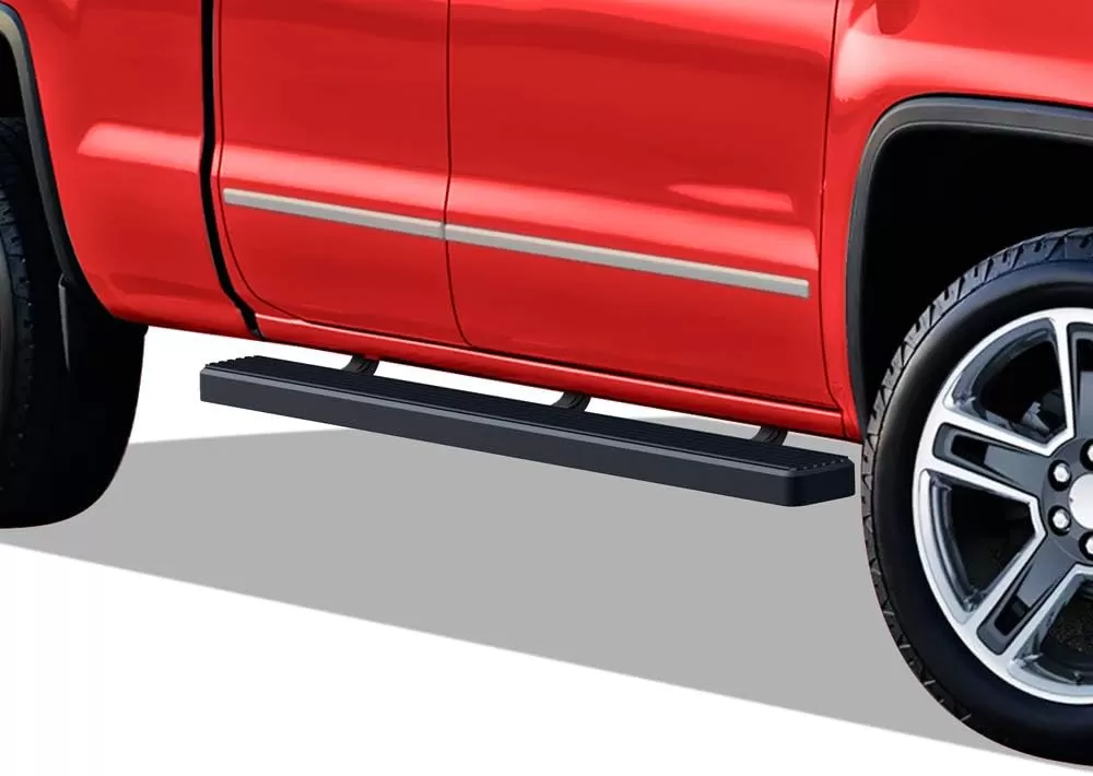 imageAPS Black Powder Coated 4in Running Boards Nerf Bars Side Steps Compatible with Chevy Silverado GMC Sierra 20072018 Double Extended Cab ampamp 2500 3500 2019 Exclude 07 Classic