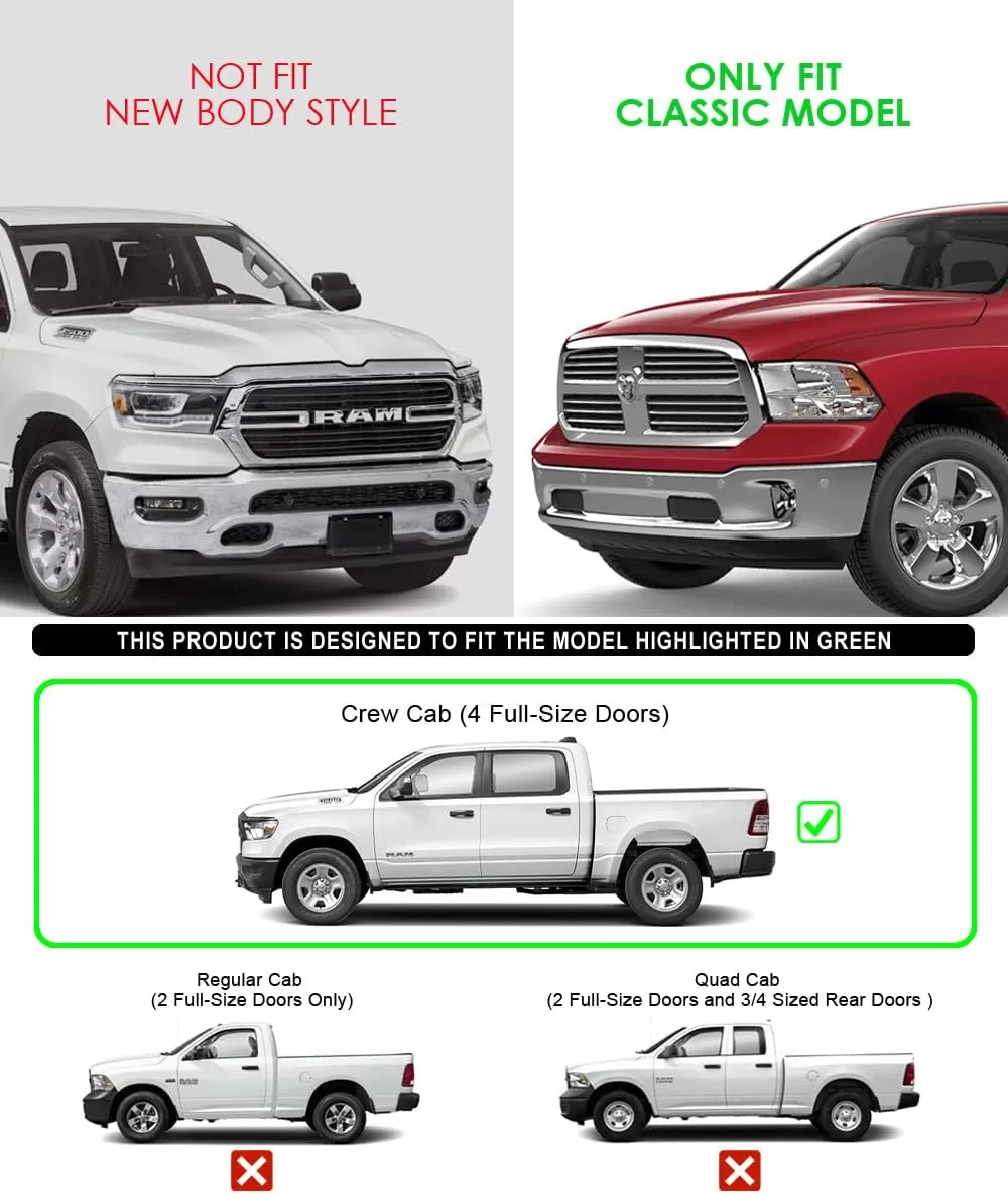 imageAPS Black Running Board Running Boards Nerf Bars Side Steps Step Rail Compatible with Ram 1500 20092018 Crew Cab ampamp Ram 2500 3500 20102024Aluminum Black