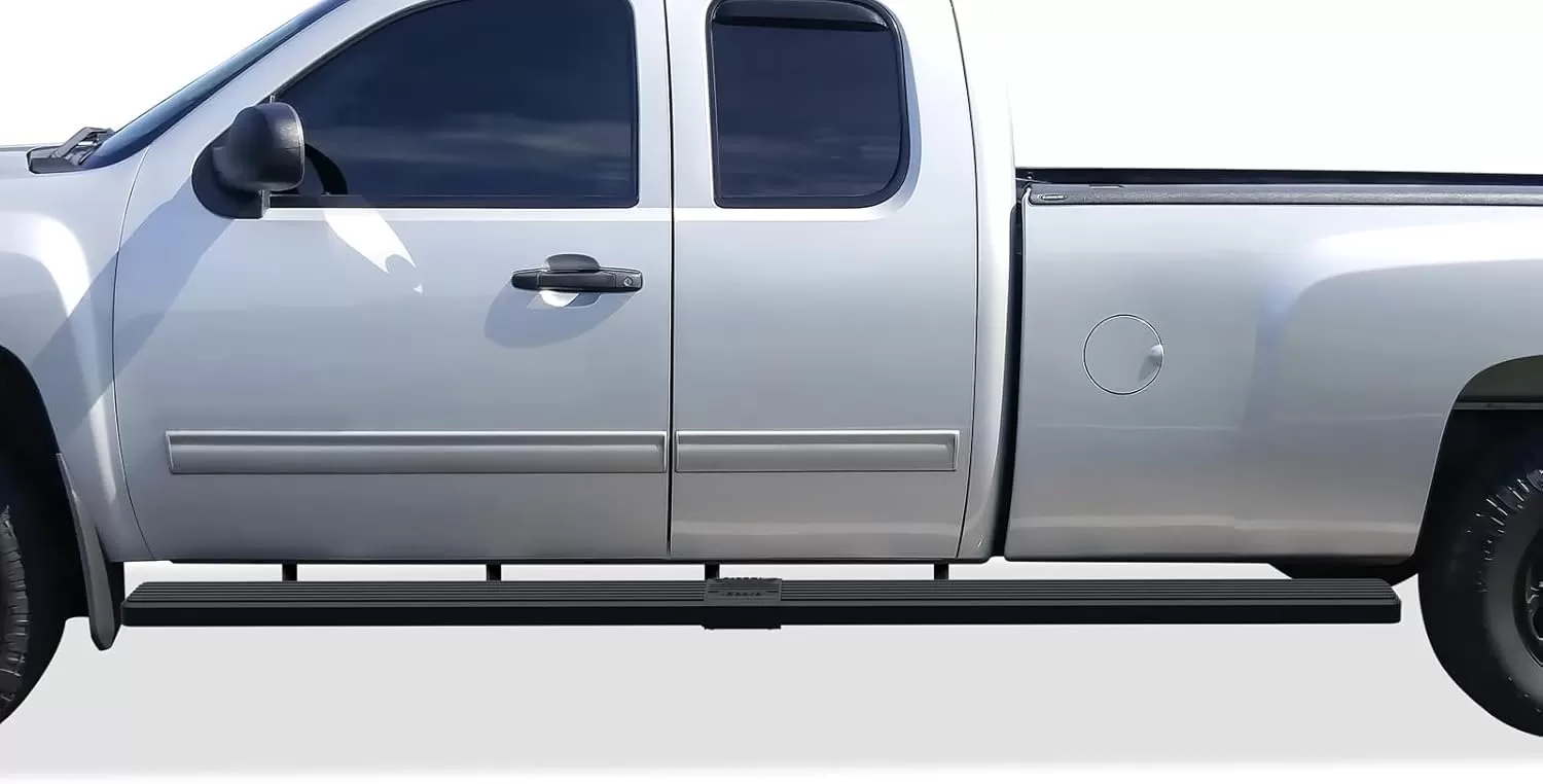 imageAPS Black Running Boards Style Compatible with Chevy Silverado GMC Sierra 20072018 Double Cab Extended Cab ampamp 2500 HD 2019 Exclude 07 ClassicInclude 19 1500 LD Nerf Bars Steps 6inStainless Steel Black