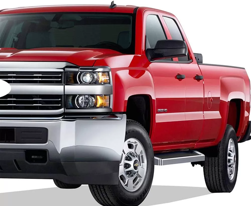 imageAPS Black Running Boards Style Compatible with Chevy Silverado GMC Sierra 20072018 Double Cab Extended Cab ampamp 2500 HD 2019 Exclude 07 ClassicInclude 19 1500 LD Nerf Bars Steps 6inAluminum Silver