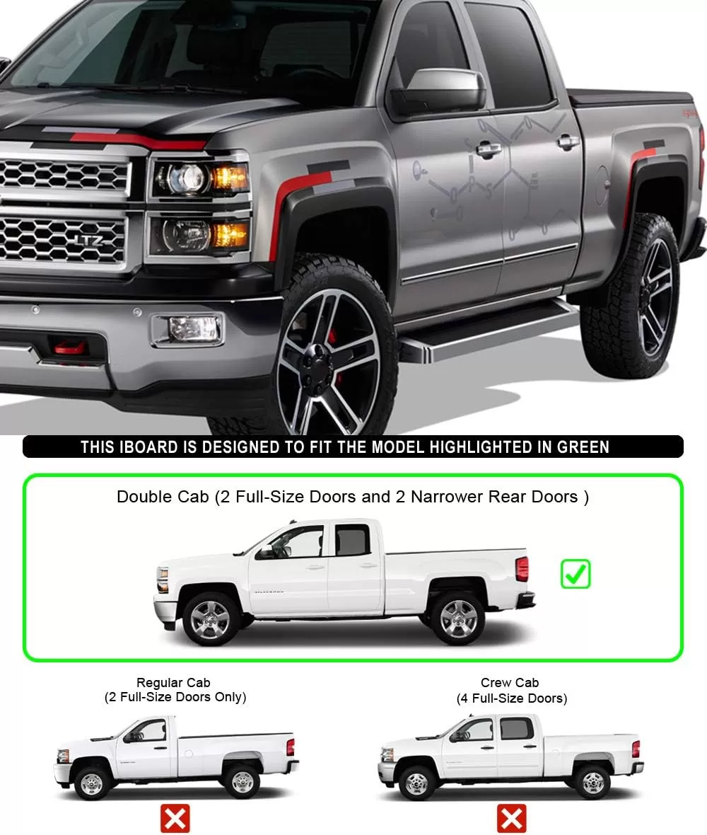 imageAPS Black Running Boards Style Compatible with Chevy Silverado GMC Sierra 20072018 Double Cab Extended Cab ampamp 2500 HD 2019 Exclude 07 ClassicInclude 19 1500 LD Nerf Bars Steps 6inAluminum Silver