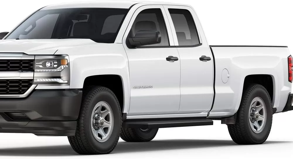 imageAPS Black Running Boards Style Compatible with Chevy Silverado GMC Sierra 20072018 Double Cab Extended Cab ampamp 2500 HD 2019 Exclude 07 ClassicInclude 19 1500 LD Nerf Bars Steps 6inAluminum Black