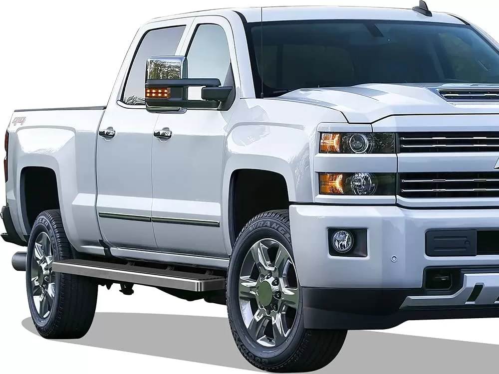 imageAPS Black Running Boards Style Compatible with Chevy Silverado GMC Sierra 20072018 Double Cab Extended Cab ampamp 2500 HD 2019 Exclude 07 ClassicInclude 19 1500 LD Nerf Bars Steps 6inStainless Steel Polished