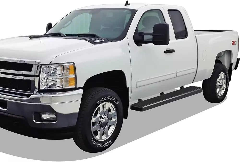 imageAPS Black Running Boards Style Compatible with Chevy Silverado GMC Sierra 20072018 Double Cab Extended Cab ampamp 2500 HD 2019 Exclude 07 ClassicInclude 19 1500 LD Nerf Bars Steps 6inStainless Steel Black