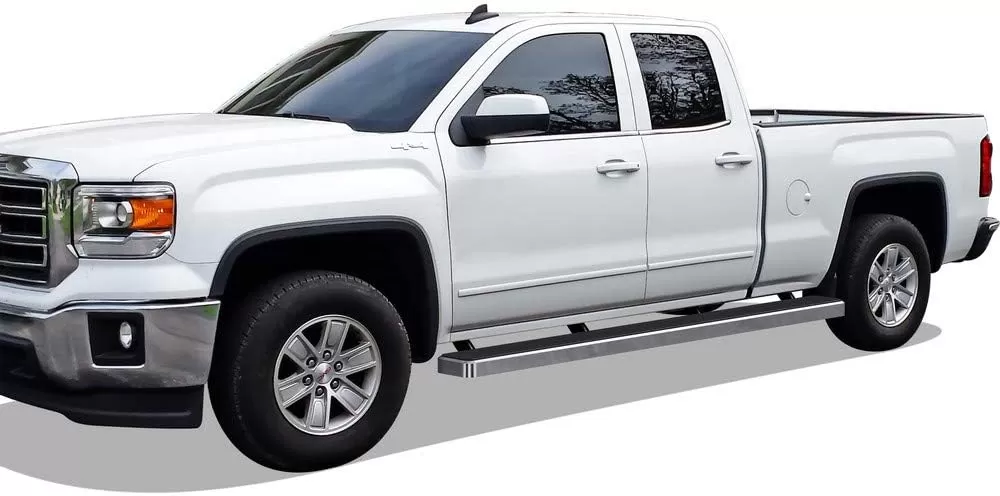 imageAPS Black Running Boards Style Compatible with Chevy Silverado GMC Sierra 20072018 Double Cab Extended Cab ampamp 2500 HD 2019 Exclude 07 ClassicInclude 19 1500 LD Nerf Bars Steps 6inAluminum Silver