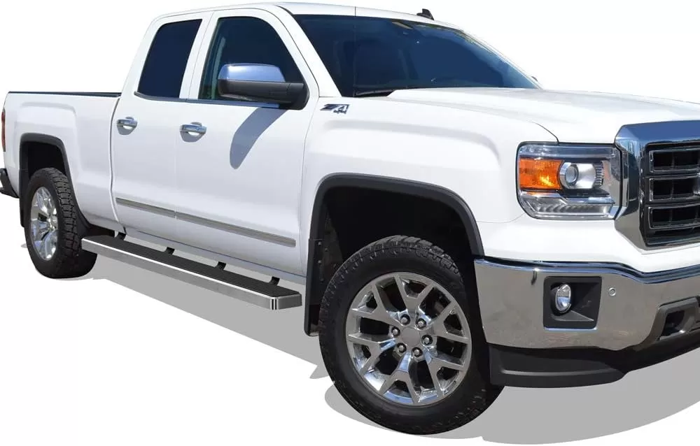 imageAPS Black Running Boards Style Compatible with Chevy Silverado GMC Sierra 20072018 Double Cab Extended Cab ampamp 2500 HD 2019 Exclude 07 ClassicInclude 19 1500 LD Nerf Bars Steps 6inSilver