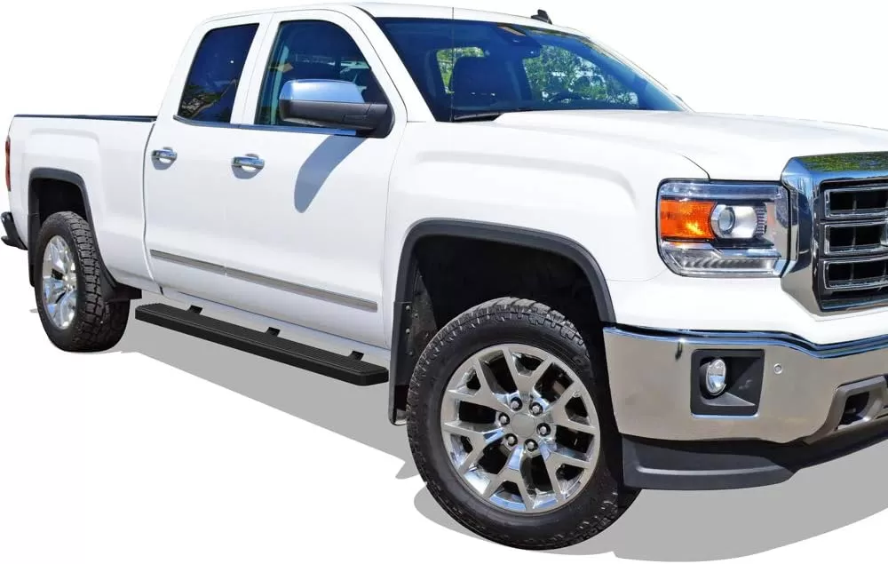 imageAPS Black Running Boards Style Compatible with Chevy Silverado GMC Sierra 20072018 Double Cab Extended Cab ampamp 2500 HD 2019 Exclude 07 ClassicInclude 19 1500 LD Nerf Bars Steps 6inAluminum Black